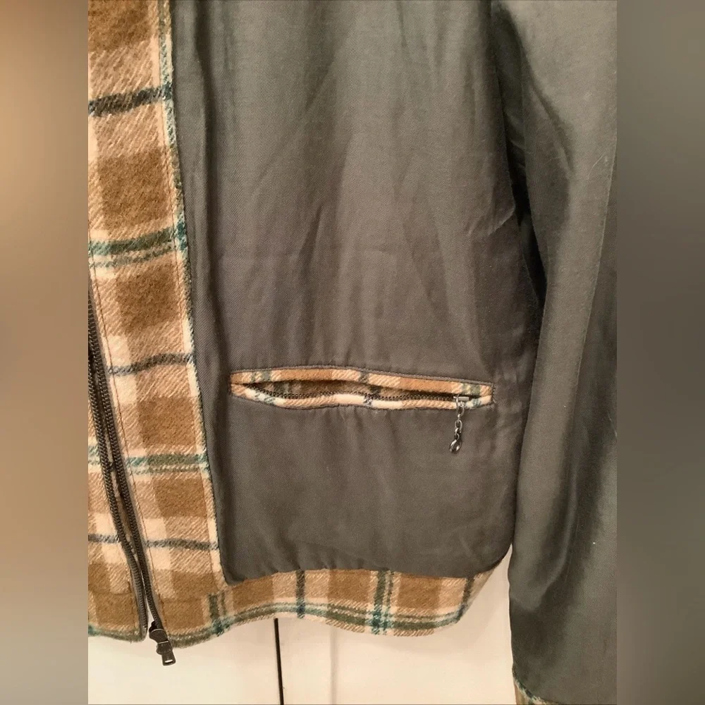 Todd Snyder Wool Bouclé Double Zip Jacket Brown Green Plaid Lined Men’s XL H2F​​